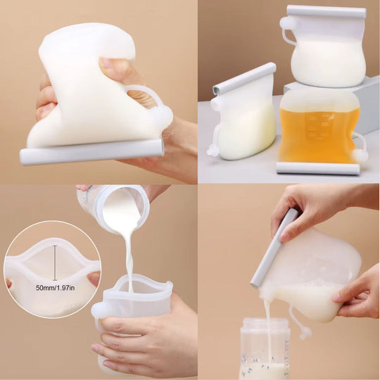 while silicone 250 ml pouch for milk storage