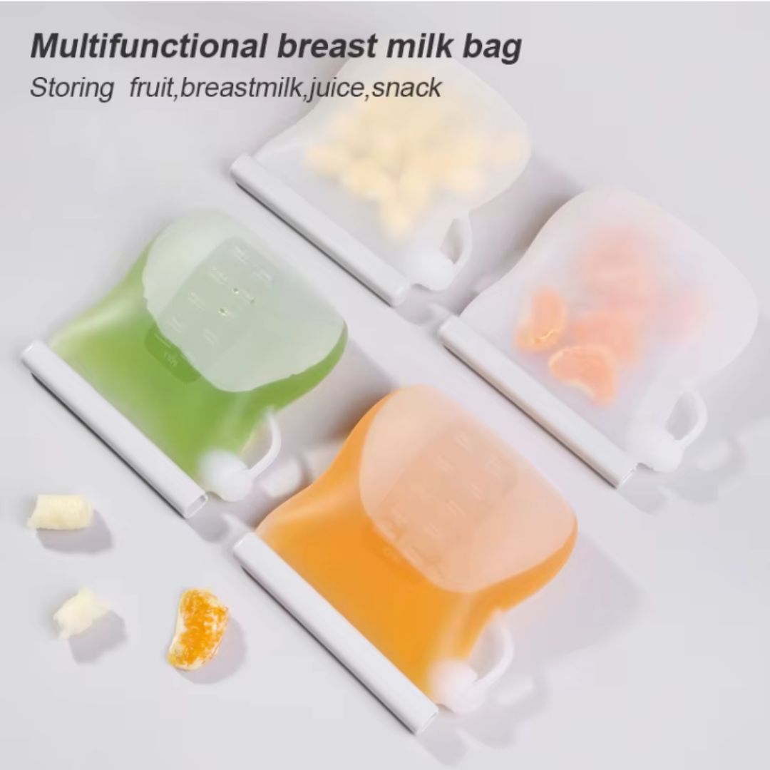 Reusable Silicone Food Pouches 240ml & 250ml - For Milk, Purees & Snacks