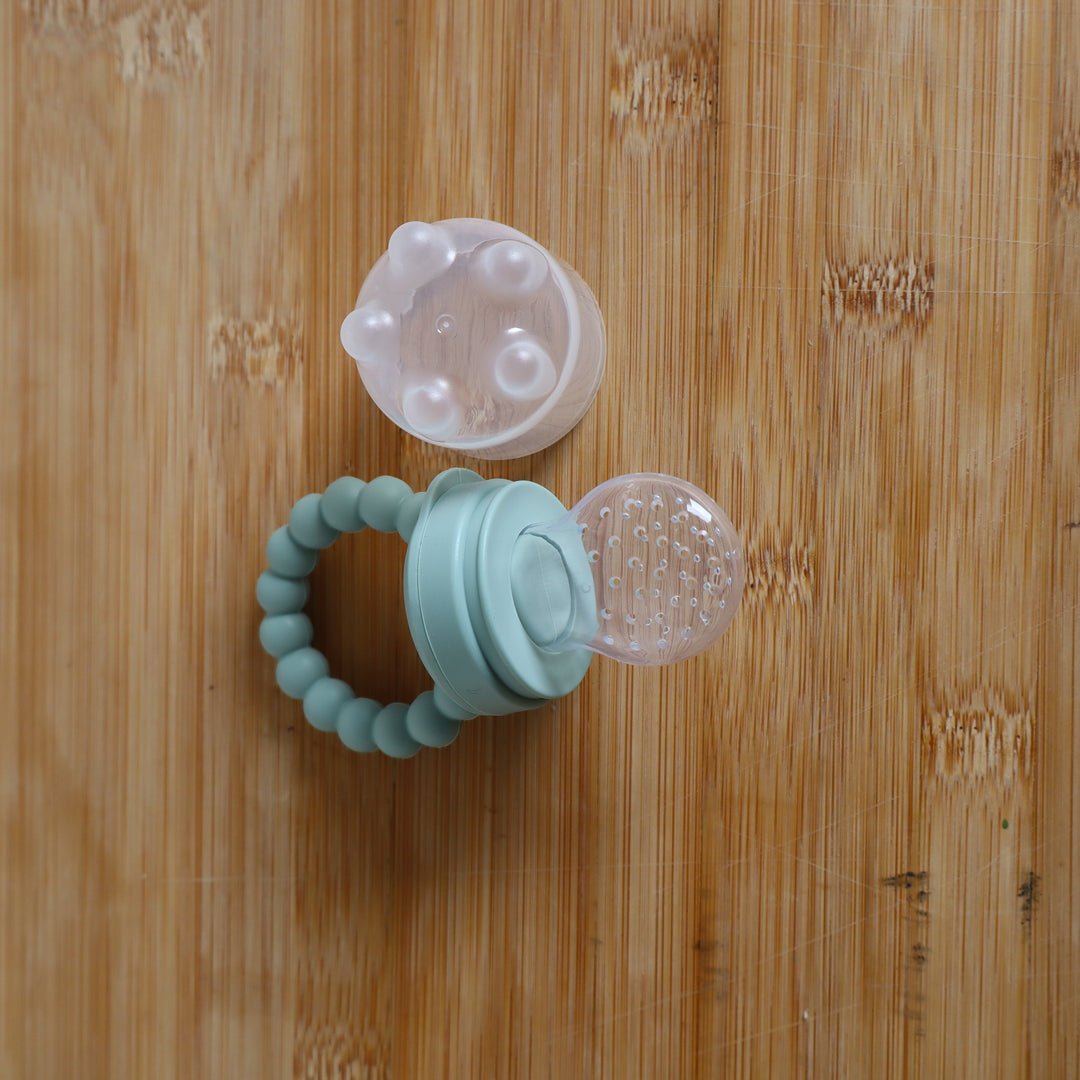 Baby Fruit Feeder  and Tray - Safe Self-Feeding & Teething Relief.