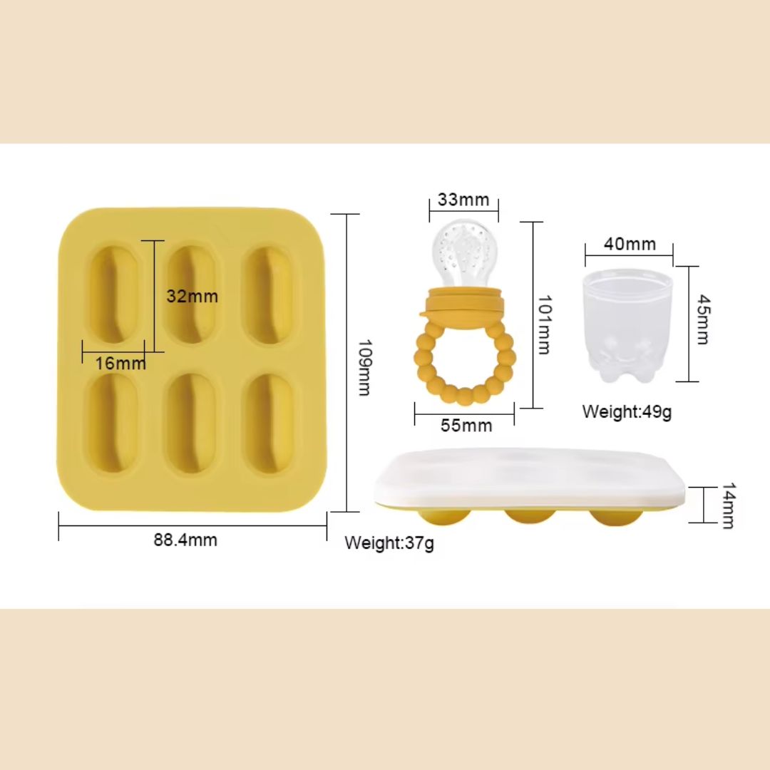 Baby Fruit Feeder  and Tray - Safe Self-Feeding & Teething Relief.