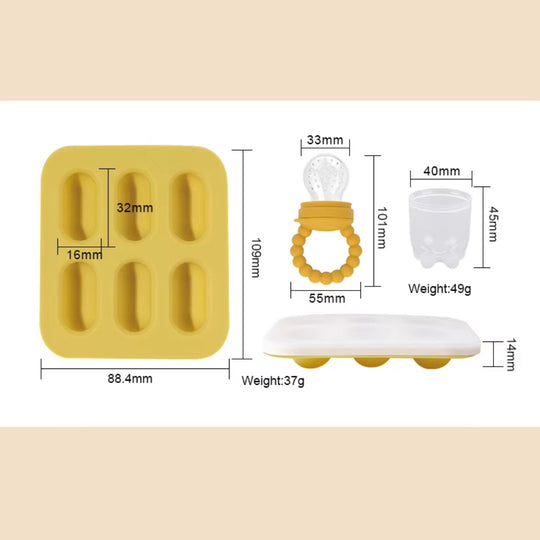 Baby Fruit Feeder  and Tray - Safe Self-Feeding & Teething Relief.