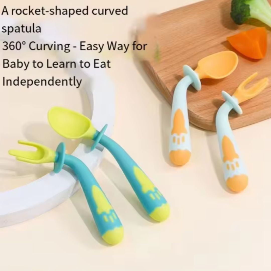 Bendable Baby Fork and Spoon Set - Self-Feeding Utensils